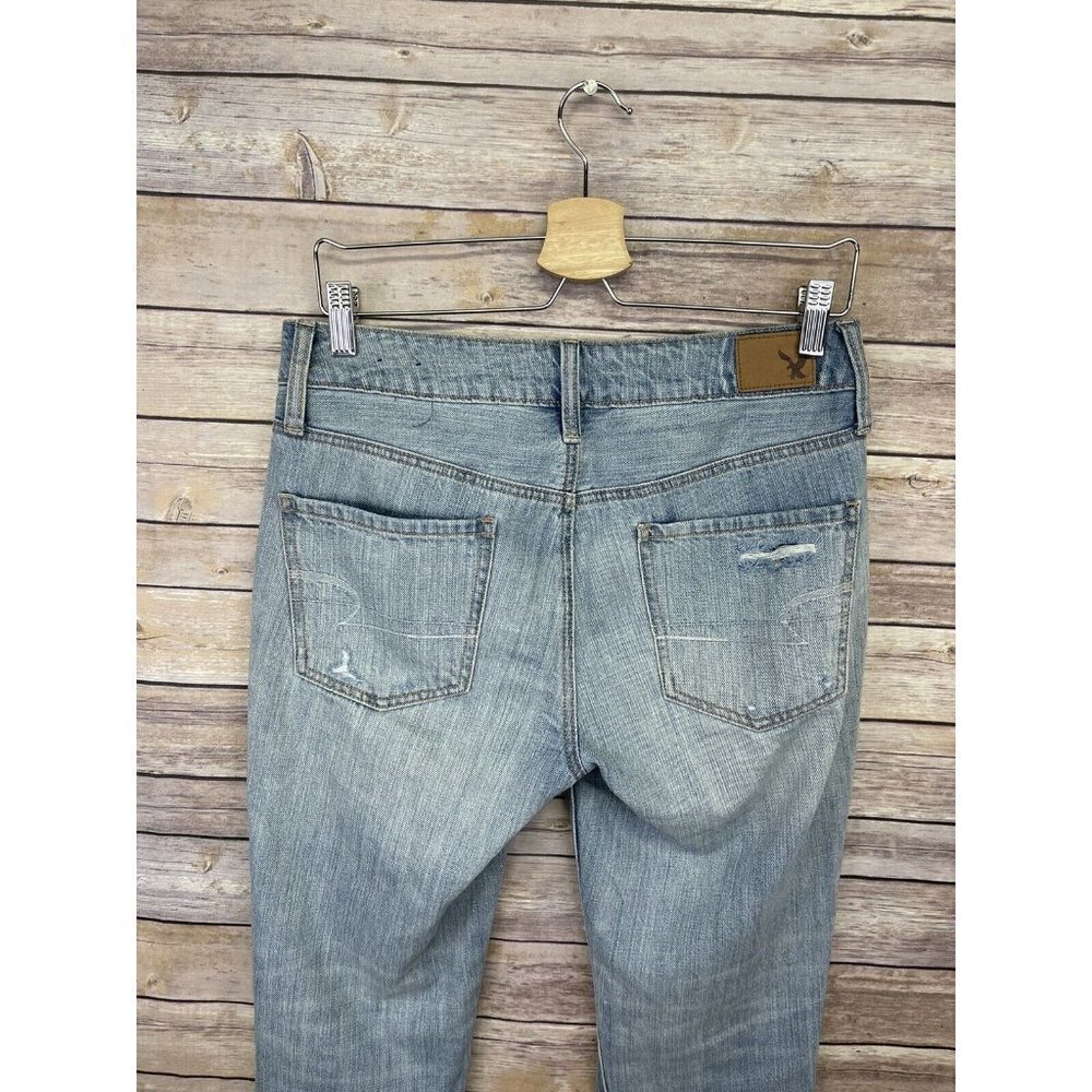 American Eagle Womens 0 Tomgirl Jeans Destroyed Boho Button Fly Denim Holes - Picture 7 of 11